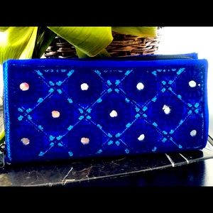 Hand made embroidered clutch / wristlet bag